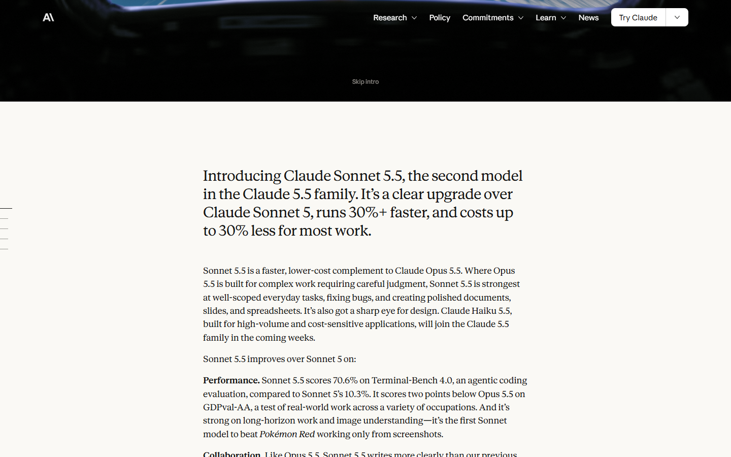 Anthropic 官方发布页:Introducing Claude Sonnet 5.5