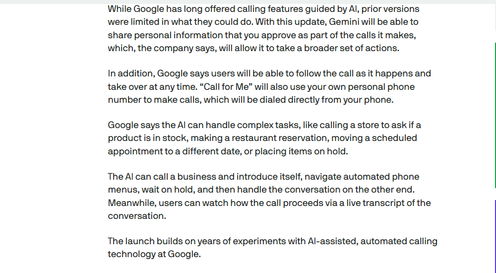 TechCrunch 报道:Google 测试让 Gemini 替你打电话(2026-09-24)