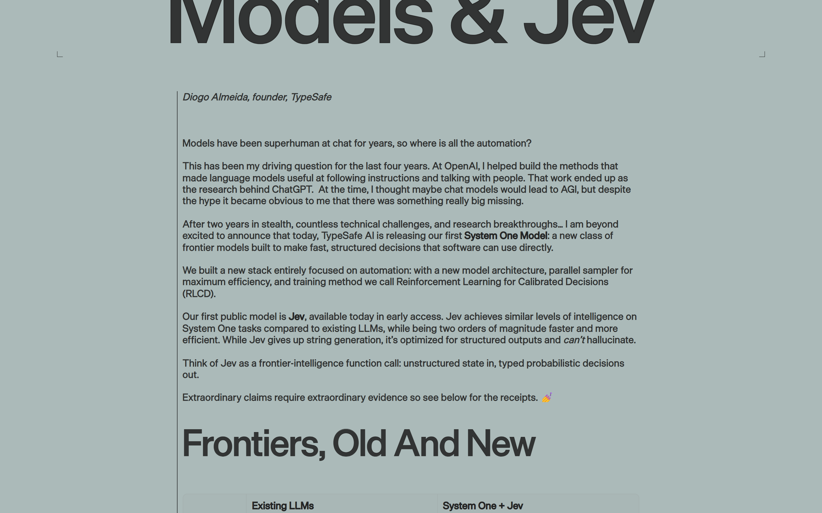 TypeSafe 官方发布文《Models & Jev》:作者为联合创始人 Diogo Almeida