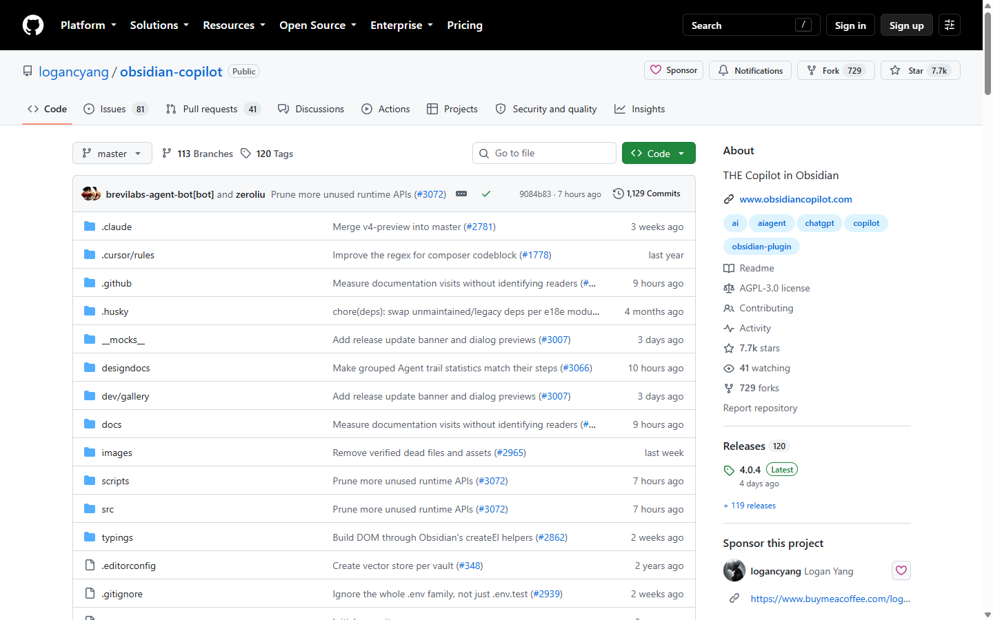 Obsidian Copilot GitHub 仓库