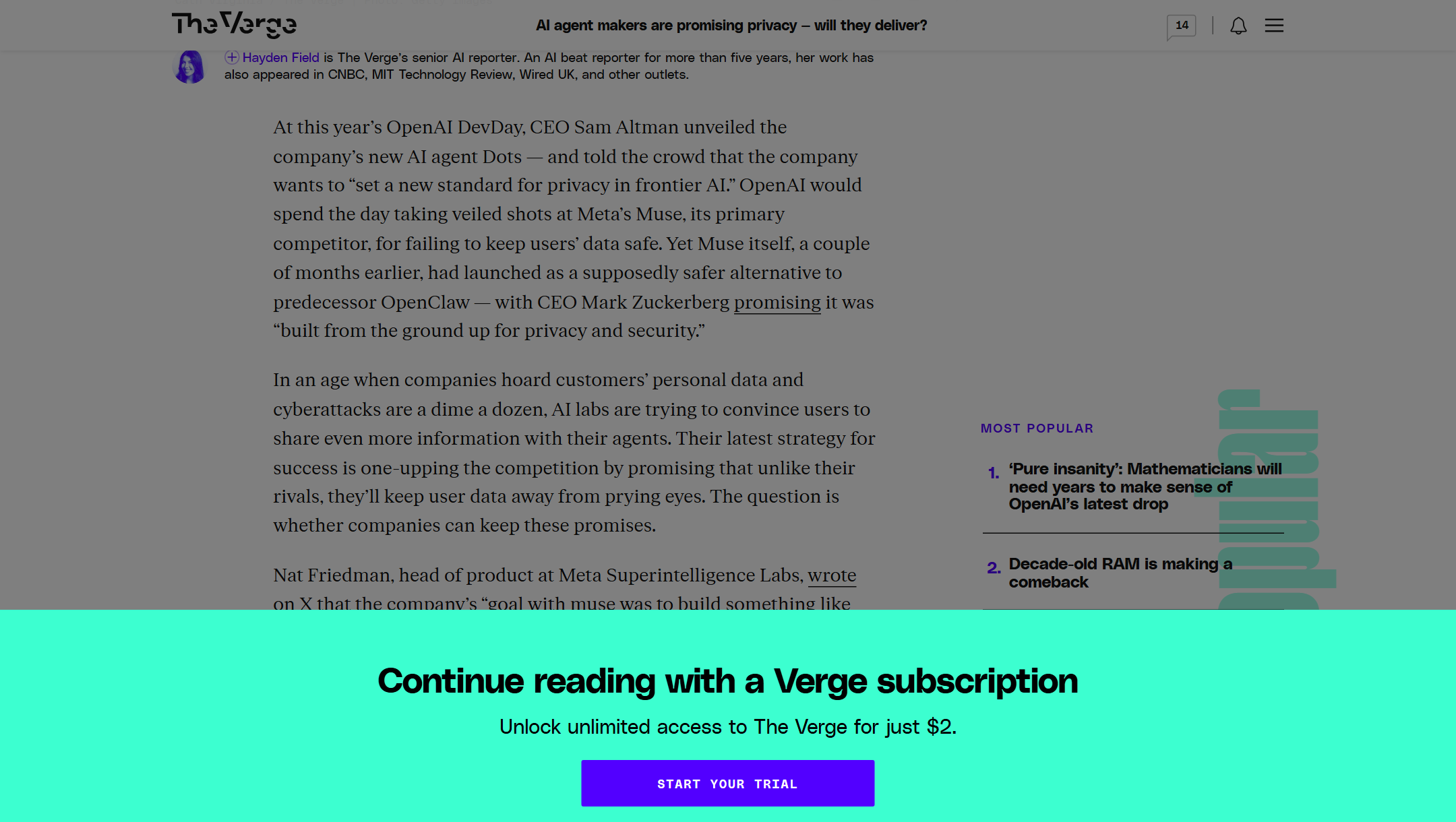 The Verge 报道页:Meta 把 Muse 定位成比 OpenClaw 更安全的方案,OpenAI 又把 Dots 说成比 Muse 更安全